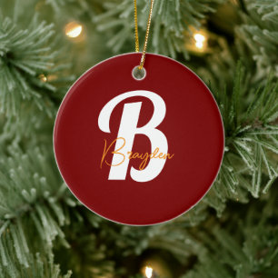 Elegant Monogram custom Ceramic Ornament