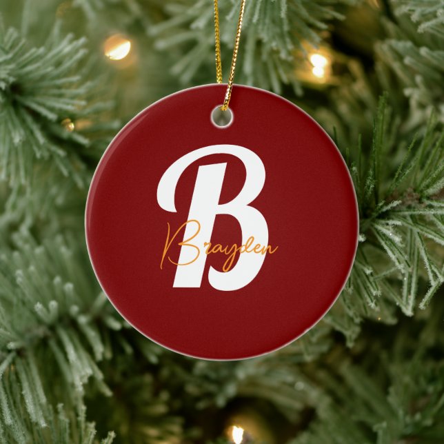 Elegant Monogram  custom  Ceramic Ornament (Tree)