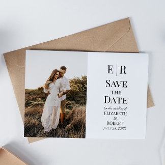 Elegant Monogram Custom Photo Save the Date Card