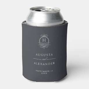 Elegant Monogram Custom Wedding Names  Can Cooler