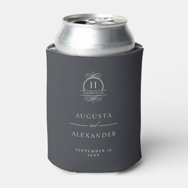 Elegant Monogram Custom Wedding Names  Can Cooler (Can Front)