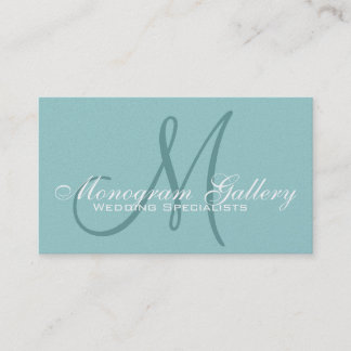 Elegant Monogram Customizable Aqua Business Card