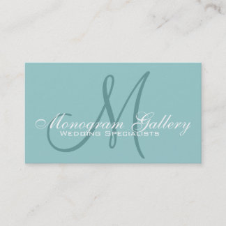 Elegant Monogram Customizable Aqua Business Card