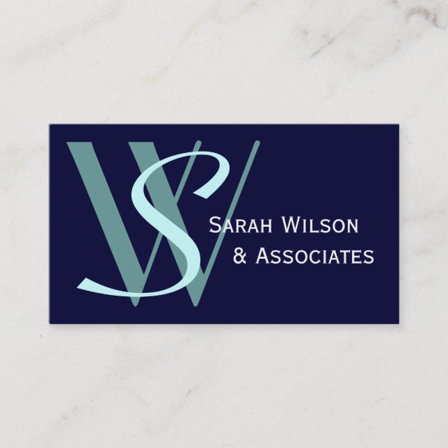 Elegant Monogram Customizable Business Card (Front)