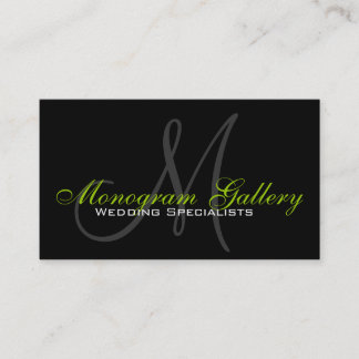 Elegant Monogram Customizable Business Card Green