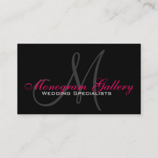 Elegant Monogram Customizable Business Card Pink