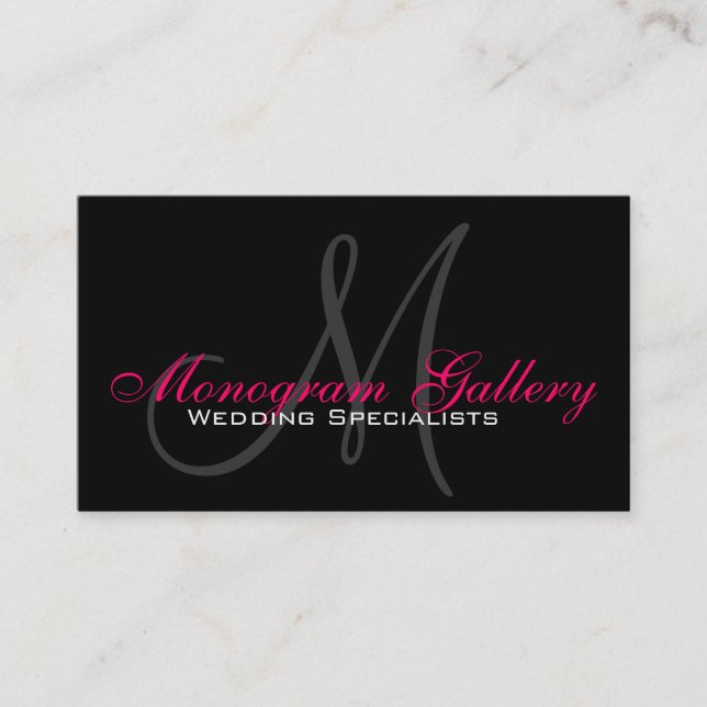 Elegant Monogram Customizable Business Card Pink (Front)