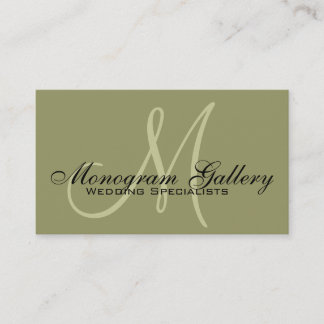 Elegant Monogram Customizable Sage Business Card