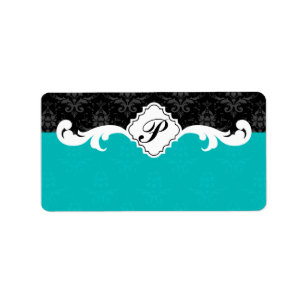 Elegant Monogram Damask Label