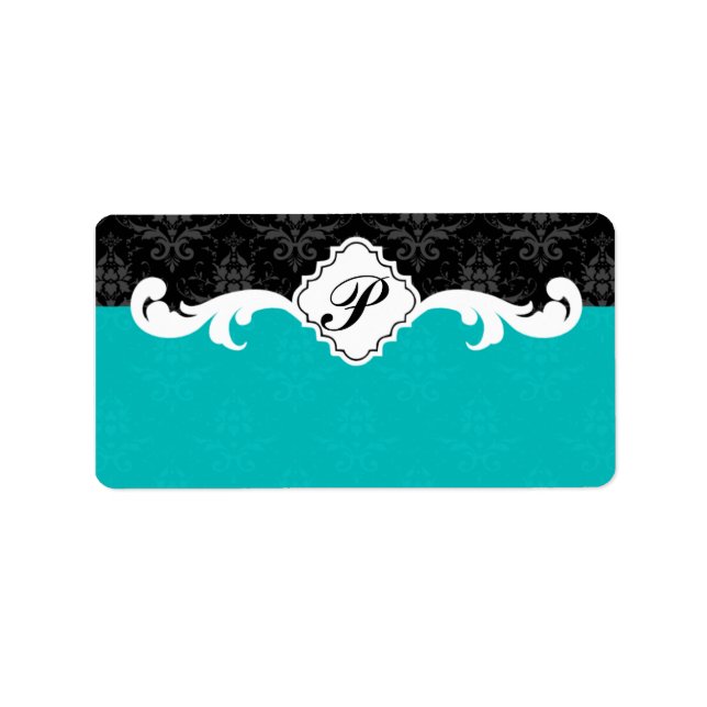 Elegant Monogram Damask Label (Front)