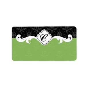 Elegant Monogram Damask Label