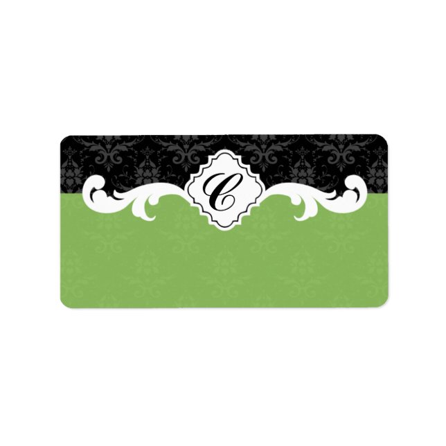 Elegant Monogram Damask Label (Front)