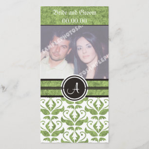 Elegant Monogram Damask Save The Date  Photo Cards