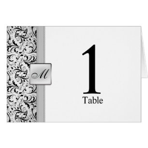 Elegant Monogram Damask Table Placement Card