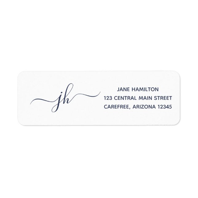 Élégant Monogram Dark Blue Adresse de retour (Devant)