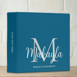 Elegant Monogram Dark Blue Office School  Binder