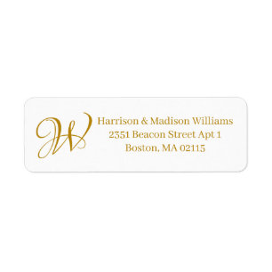 Elegant Monogram dark gold white custom Address