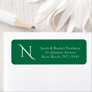 Élégant Monogram Dark Green Adresse de retour Labe