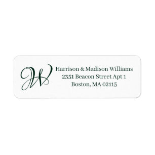 Elegant Monogram dark green custom Return Address 