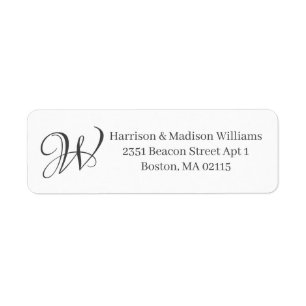 Elegant Monogram dark grey custom Return Address