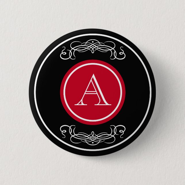 Elegant monogram design 2 inch round button (Front)