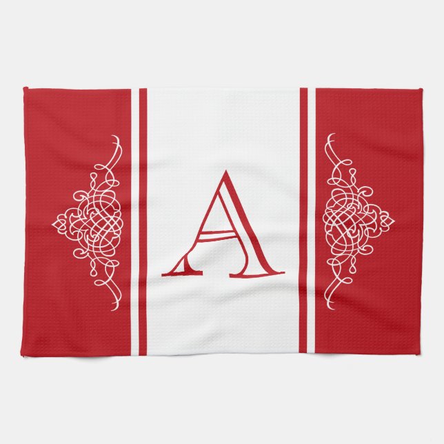 Elegant monogram design kitchen towel (Horizontal)
