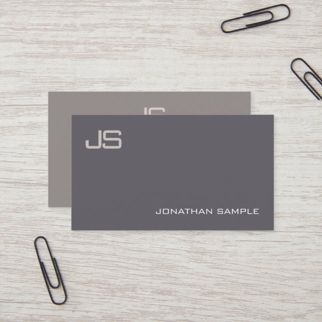 Elegant Monogram Design Modern Trendy Plain Luxury Business Card (Front/Back In Situ)