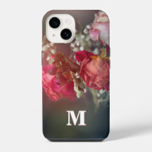 Elegant Monogram Dried Flowers Custom iPhone Case