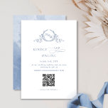 Elegant Monogram Dusty Blue QR Code Wedding RSVP Enclosure Card<br><div class="desc">Elegant RSVP card with the ability to add meal choices, or, if you would rather have your RSVP card without meal options, simply erase meal instructions and choices from text boxes to delete, or add in its place a personal message to your guests (i.e. "hope you can make it, can't...</div>