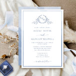 Elegant Monogram Dusty Blue Watercolor Wedding Invitation<br><div class="desc">Delight friends and family with this elegant wedding invitation showcasing an exquisite fine hand-drawn leafy botanical monogram with the bride and groom's initials. The front invitation is trimmed with a thin dusty blue and blue hues watercolor frame, while the back features a beautiful watercolor wash in dusty blue and blue...</div>