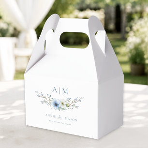 Elegant Monogram Dusty Blue Wedding Favor Box