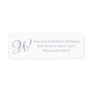 Elegant Monogram dusty lilac custom Return Address