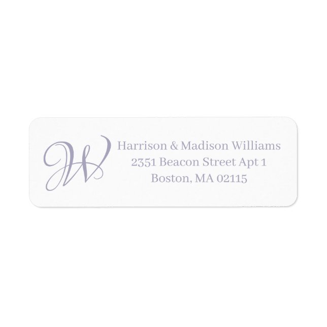 Elegant Monogram dusty lilac custom Return Address (Front)