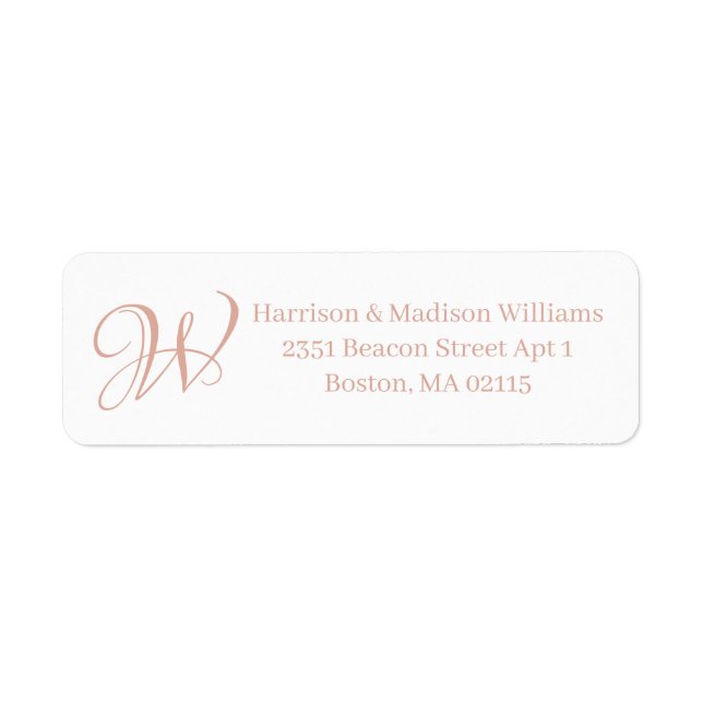 Elegant Monogram dusty pink custom Return Address  (Front)
