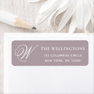 Elegant Monogram Dusty Purple Adresse de retour