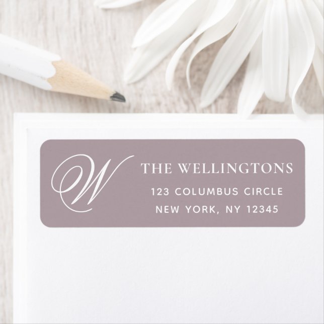 Elegant Monogram Dusty Purple Adresse de retour (En situation)