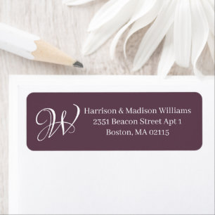 Elegant Monogram eggplant purple return address