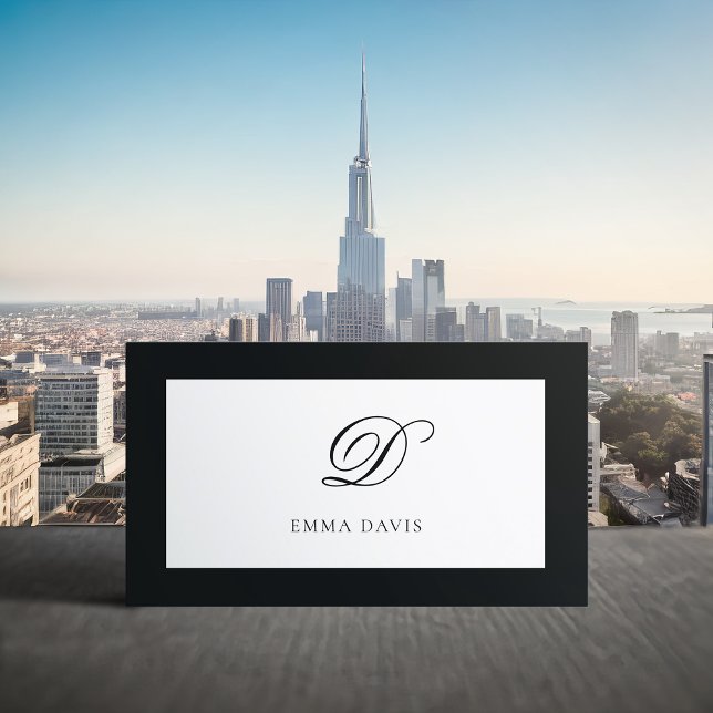 Elegant Monogram Encadré Black Frame Business Card (Creator Uploaded)
