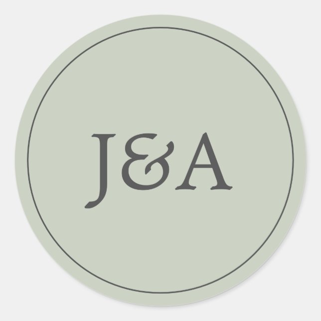 Elegant Monogram Eucalyptus Green Envelope Seal (Front)