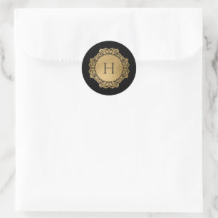 Elegant Monogram Family Black Gold Initial Seal
