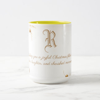 Elegant Monogram Family Christmas Mug with message