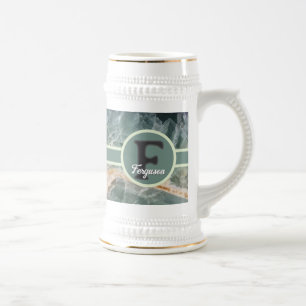 Elegant Monogram Family Name Gemstone Initial Beer Stein