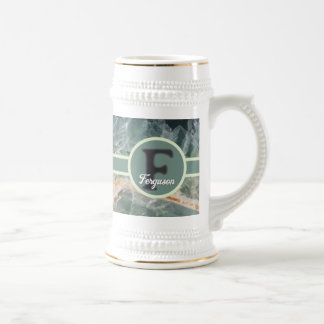 Elegant Monogram Family Name Gemstone Initial Beer Stein