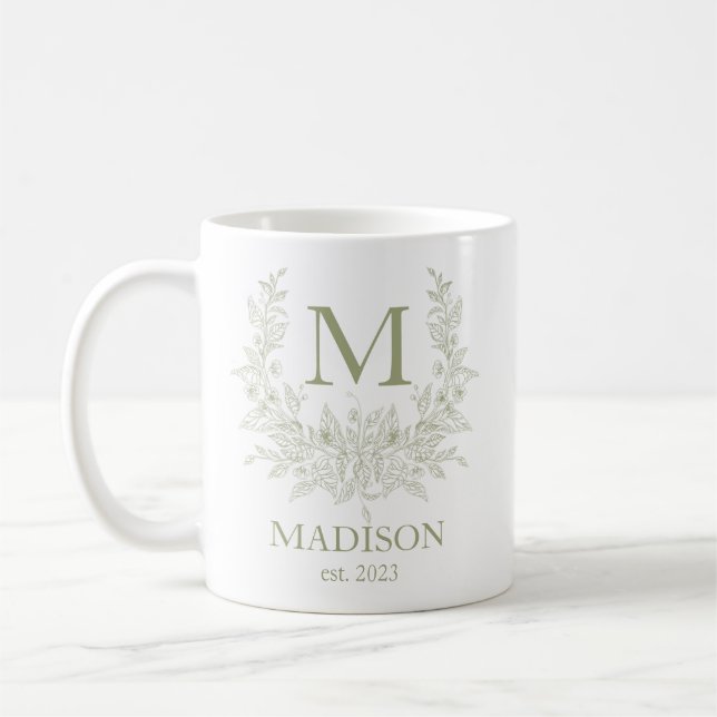 Elegant Monogram Family Name Personalized Mug (Left)