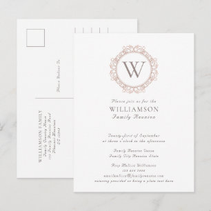 Elegant Monogram Family Reunion Invitation Postcard