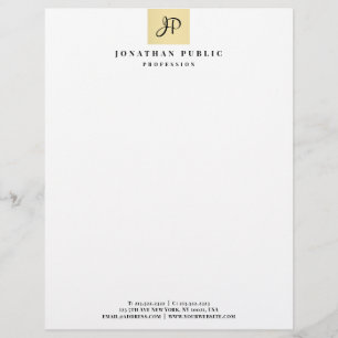 Elegant Monogram Faux Gold Template Glamourous Letterhead