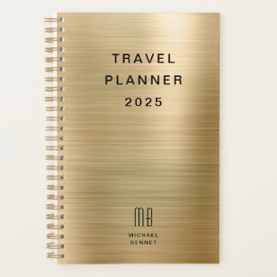 Elegant Monogram Faux Gold Travel Planner