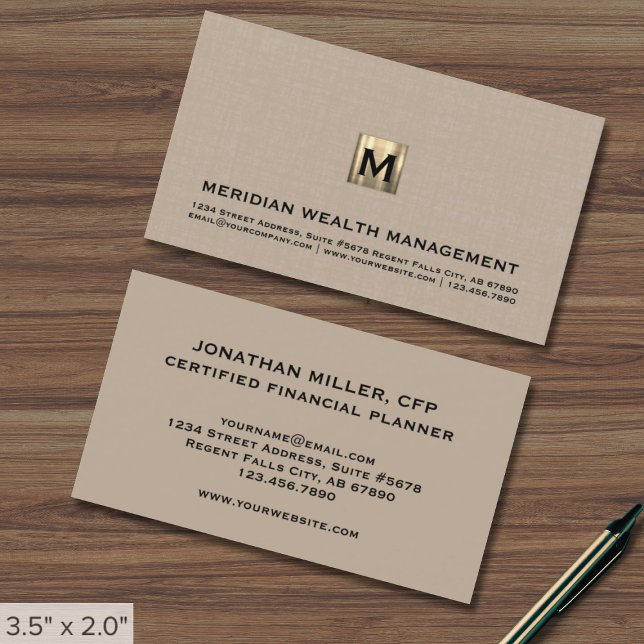 Elegant Monogram Financial Business Card (Creator Uploaded)