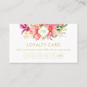 Elegant Monogram Floral Pink Pastel Loyalty Card