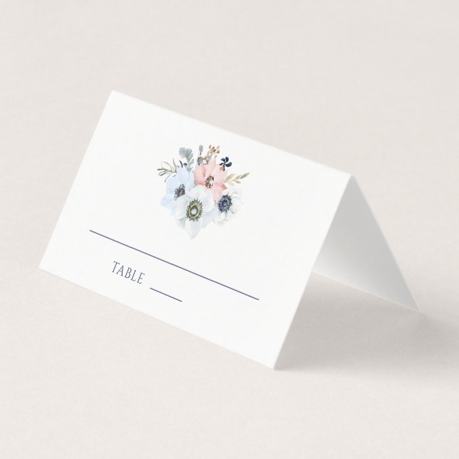 Elegant Monogram Floral Wreath Wedding Place Card (Front)